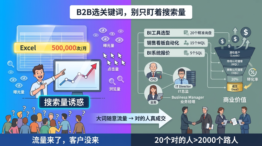 B2B线上营销选关键词，别只盯着搜索量
